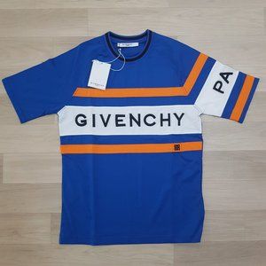 Givenchy Paris Logo Embroidered Blue T-Shirt